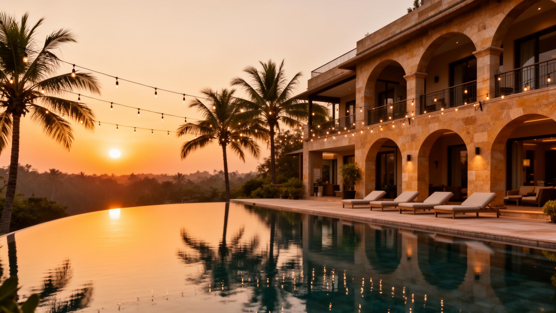Luxury villa at sunset